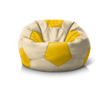 Ціна та доставка на 'Крісло м''яч Cream + Yellow' — зручне крісло-мішок для дорослих і підлітків.